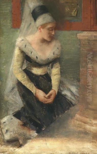 Burgfraulein Oil Painting by Albert von Keller