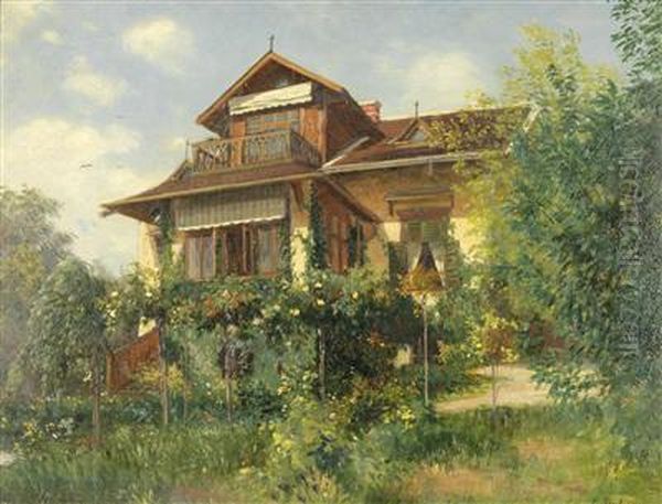 Vorstadtvilla Mit Garten Oil Painting by Ernestine Von Kirchsberg