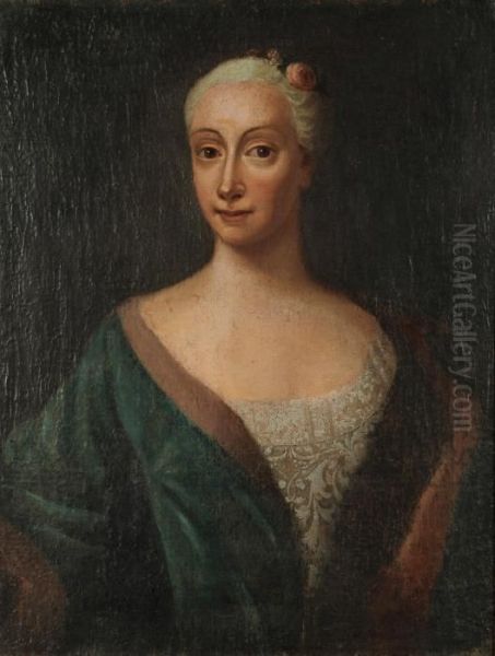 Portratt Forestallande Elisabet Sandelhielm, F. Polhem Oil Painting by David von Krafft