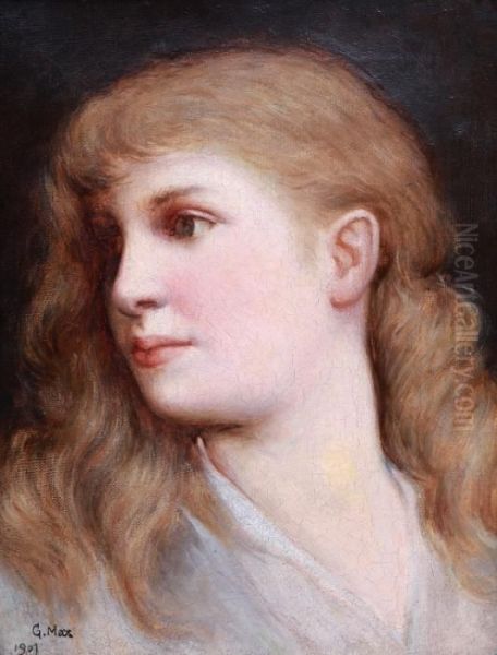 Portrait Of A Girl From Semi-profile Oil Painting by Gabriel Cornelius Von Max