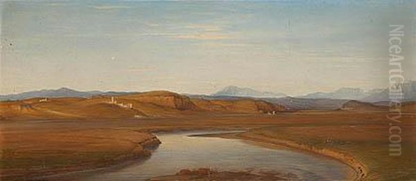 Paisaje Con Rio Oil Painting by Edward Jakob Von Steinle