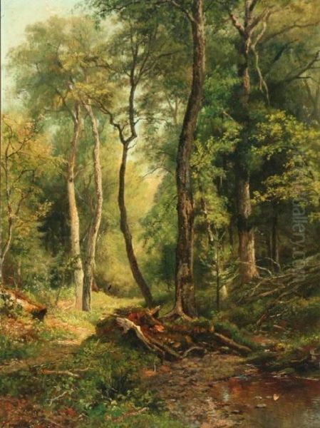 Wooded Landscape Oil Painting by Fritz von Uhde