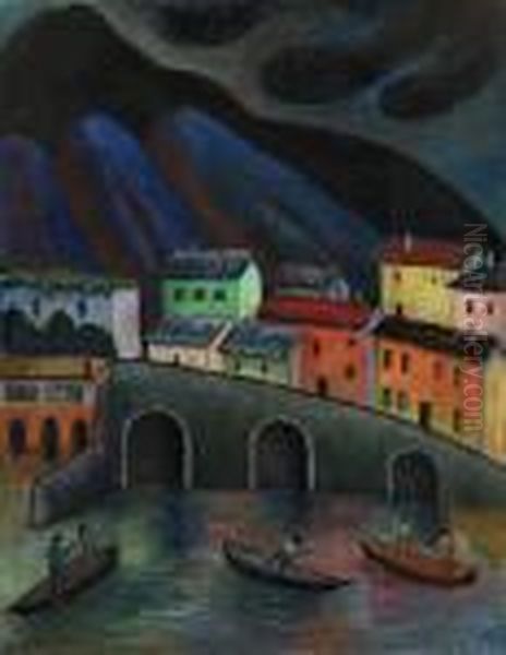 Nighttime Fishing In Ascona Oil Painting by Marianne von Werefkin