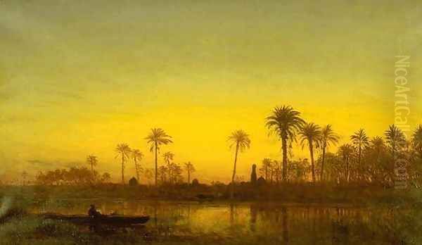 Twilight at the bords of the Nile near Damanhour Oil Painting by Felix Ziem