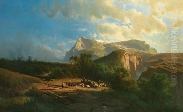 Prachtvolle Alpenlandschaft Oil Painting by Leopold Heinrich Voscher