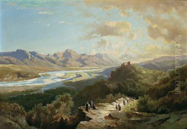 Alpenlandschaft Oil Painting by Leopold Heinrich Voscher