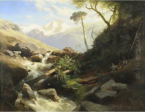 Grande Paesaggio Austriaco Oil Painting by Leopold Heinrich Voscher