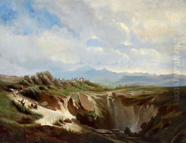 Italienische Landschaft Oil Painting by Leopold Heinrich Voscher