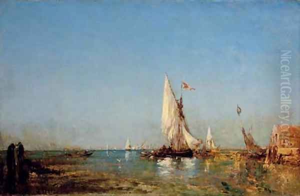 Venise, voilier sur la Lagune (Sailing boat on the lagoon, Venice) Oil Painting by Felix Ziem