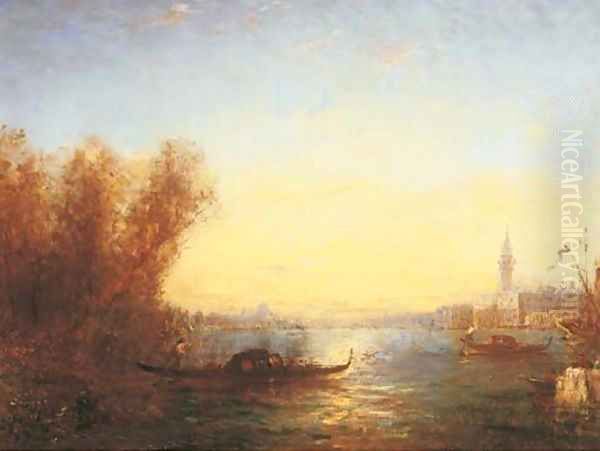 Gondolas on the Lagoon, Venice Oil Painting by Felix Ziem