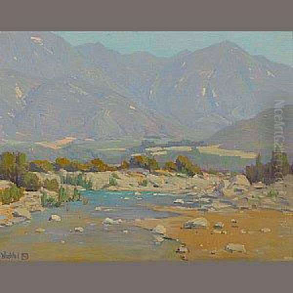 San Gabriel Wash Oil Painting by Elmer Wachtel