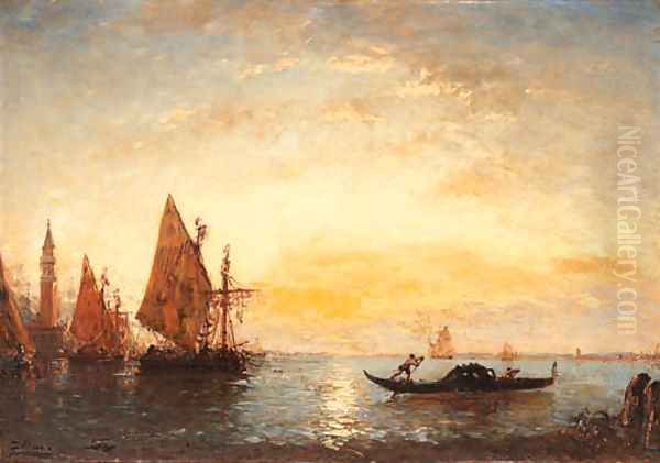 Sunrise over Venice Oil Painting by Felix Ziem