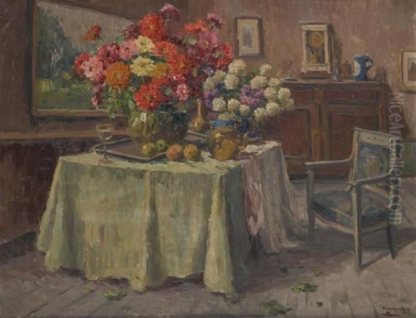 Interieur Fleuri Oil Painting by Victor Wagemaekers