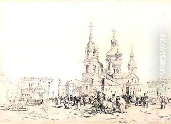 The Church of the Assumption of the Blessed Virgin on Sennaya, St. Petersburg Oil Painting by Felix Ziem