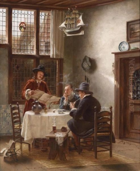 Party Of Gentlemen Oil Painting by Fritz Wagner