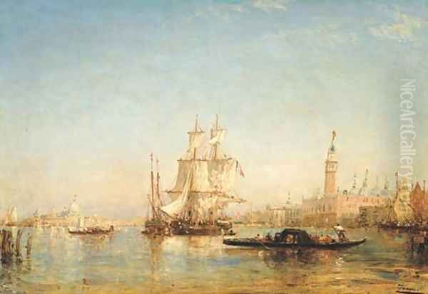 Ships on the Bacino di San Marco near the Palazzo Ducale and the Punta della Dogana Oil Painting by Felix Ziem