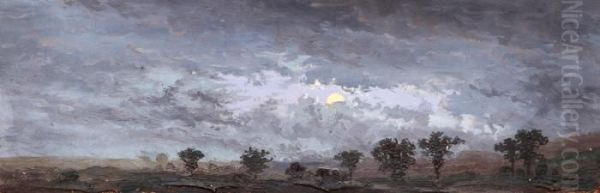 Moonlit Night Oil Painting by Anton Waldhauser