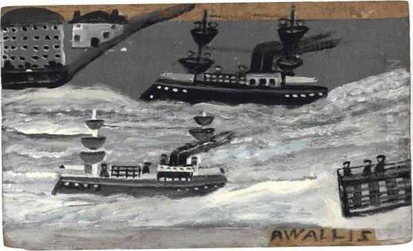 Gunboats In Wartime Oil Painting by Alfred Wallis