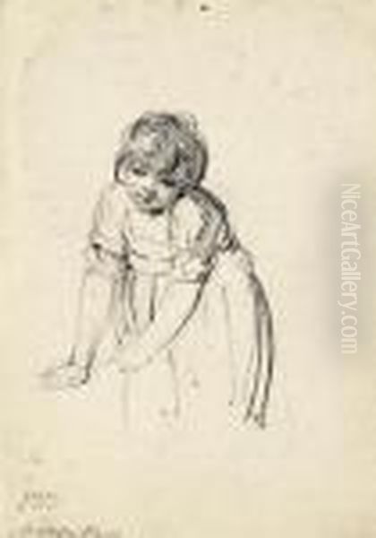 Study Of Matilda Ward As A Young Child Oil Painting by James Ward