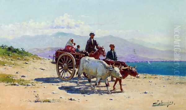 Caucasian Travellers Oil Painting by Richard Karlovich Zommer