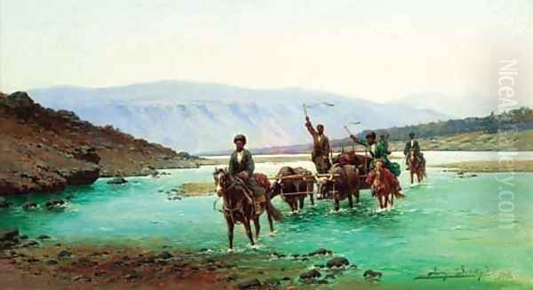 Caucasian Foothills - the Ford Oil Painting by Richard Karlovich Zommer