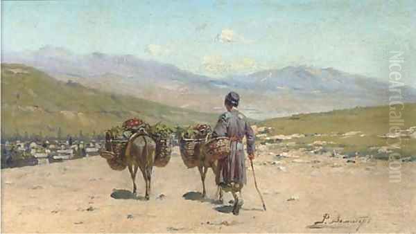 A Caucasian on the way to market Oil Painting by Richard Karlovich Zommer