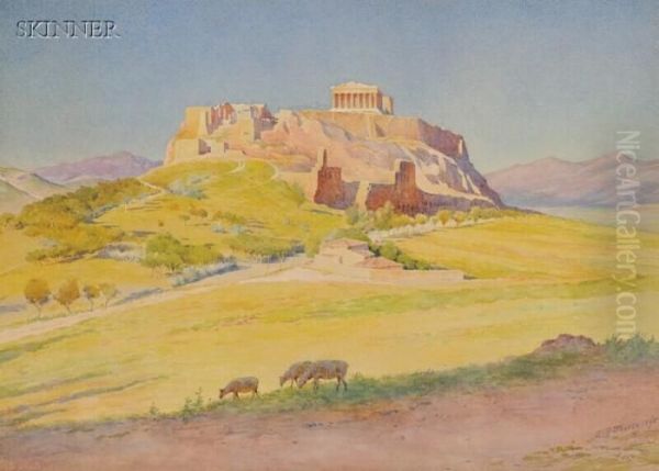 View Of The Acropolis Oil Painting by Harold Broadfield Warren