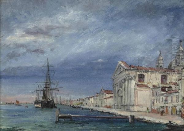 View Of The Chiesa Dei Gesuati, The Zattere, Venice Oil Painting by Andrew W. Warren