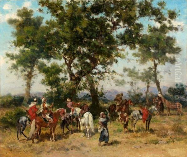 La Halte De Cavaliers Oil Painting by Georges Washington