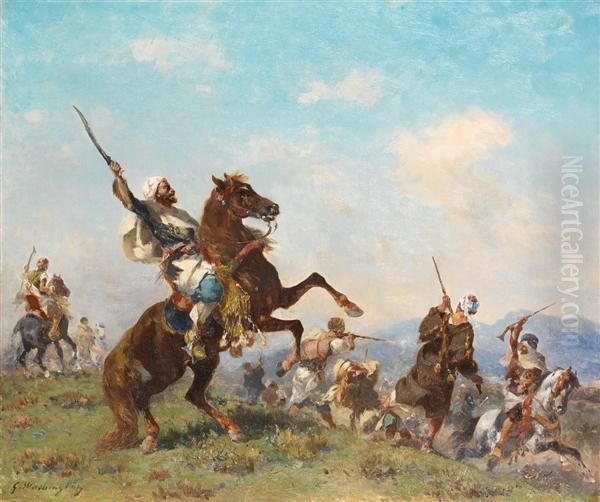 L'assaut Des Cavaliers Arabes Oil Painting by Georges Washington