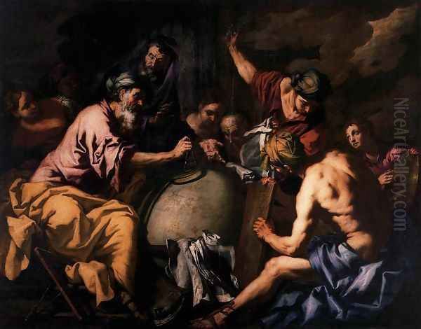 Abraham Teaching Astrology to the Egyptians c. 1665 Oil Painting by Antonio Zanchi