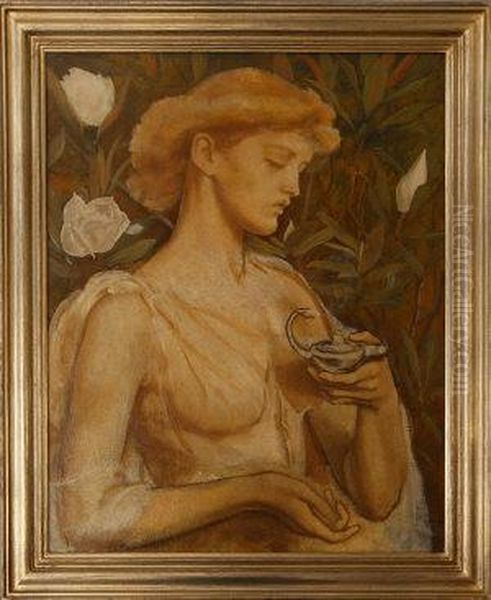 Portrait Of A Lady Holding A Lamp Oil Painting by John William Waterhouse