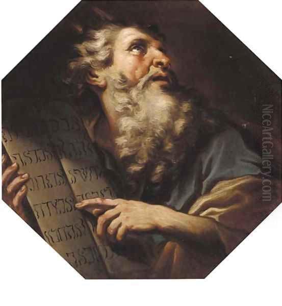 Moses receiving the Ten Commandments Oil Painting by Antonio Zanchi