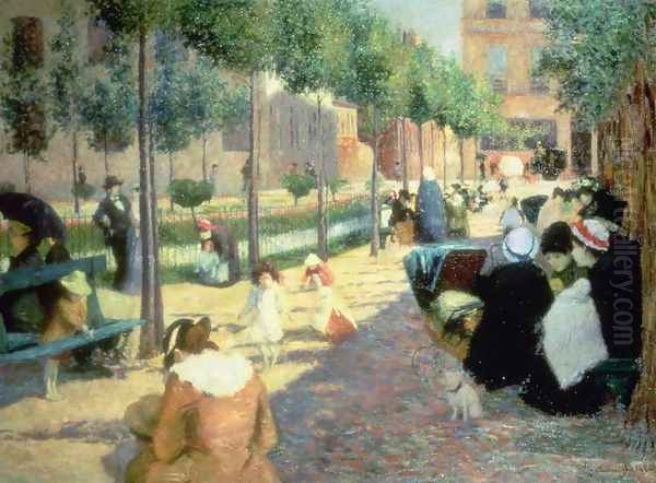 Place d'Anvers, Paris, 1880 Oil Painting by Federigo Zandomeneghi