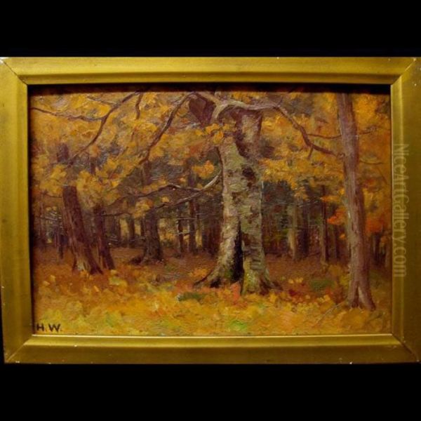 Autumn Woodland Study Oil Painting by Homer Ransford Watson