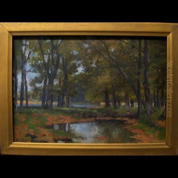 Forest Pool Oil Painting by Homer Ransford Watson