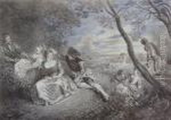 Amusements Champetres Oil Painting by Francois Louis Joseph Watteau