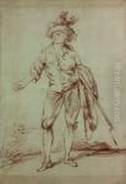 Portrait D'homme En Pied, La Baionnette Au Canon Oil Painting by Francois Louis Joseph Watteau