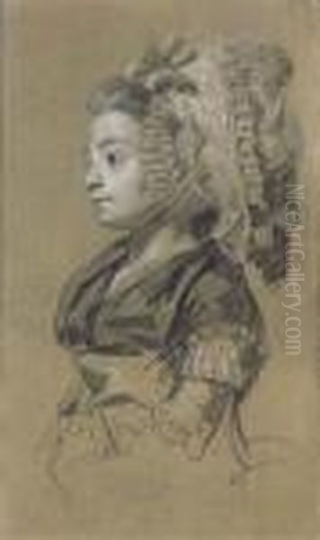 Portrait Of A Woman, Half-length, Looking To The Left Oil Painting by Francois Louis Joseph Watteau