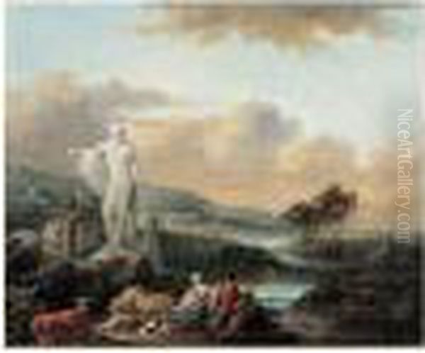 Scene Pastorale Avec L'apollon Du Belvedere Oil Painting by Francois Louis Joseph Watteau