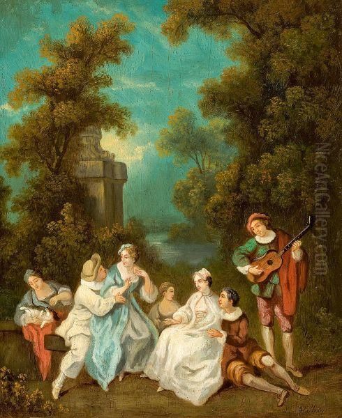 Park Scenery Oil Painting by Watteau, Jean Antoine