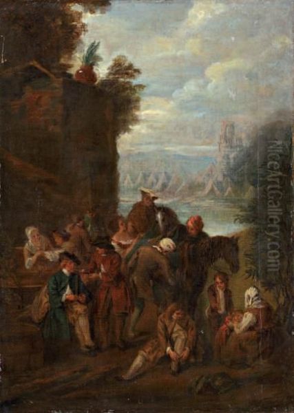 Scene De Campement Oil Painting by Watteau, Jean Antoine