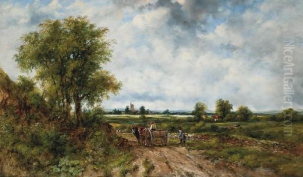 A Cart On A Track, Near Dedham Lock Oil Painting by Frederick Waters Watts