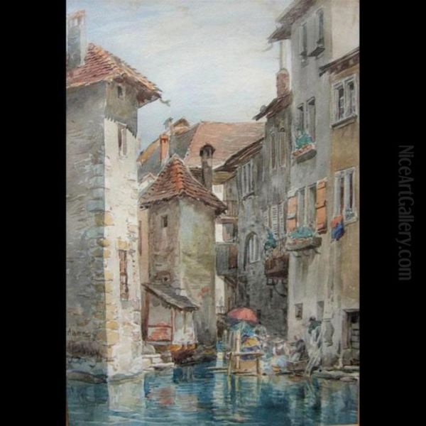 Canal Merchants (annecy, France) Oil Painting by Charles Jones Way