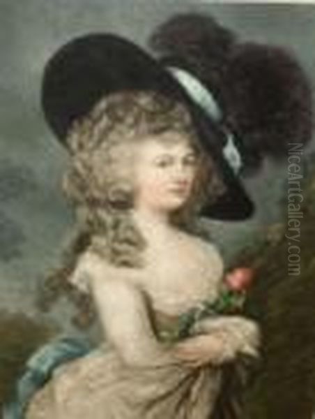 A Gainsborough Lady Oil Painting by John Cother Webb