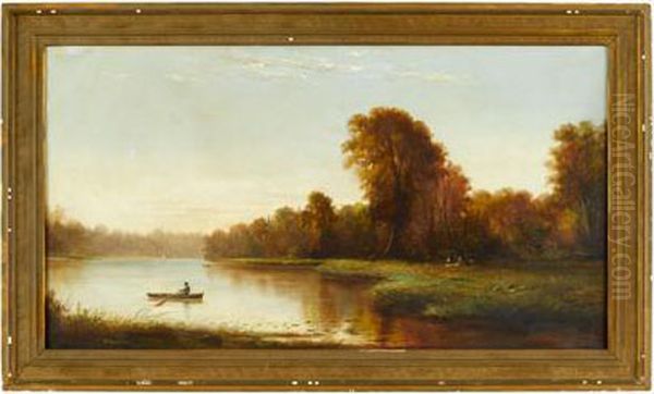 River Scene Oil Painting by Wesley Elbridge Webber