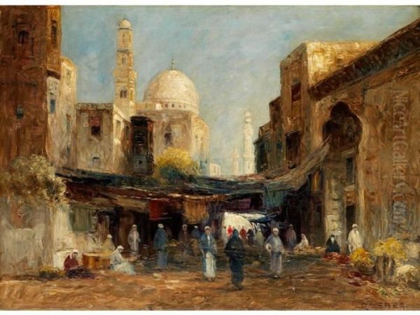 Orientalischer Markt In Kairo Oil Painting by Rudolf Weber