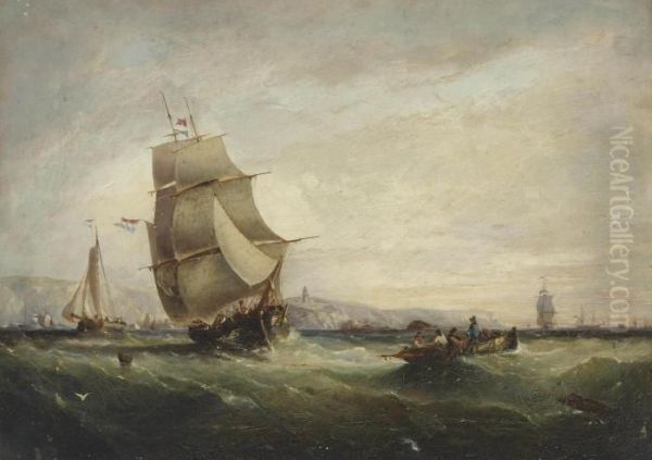 A Dutch Trading Schooner Oil Painting by George Webster