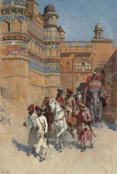 The Fort Of Gwalior, Madhya Pradesh Oil Painting by Edwin Lord Weeks