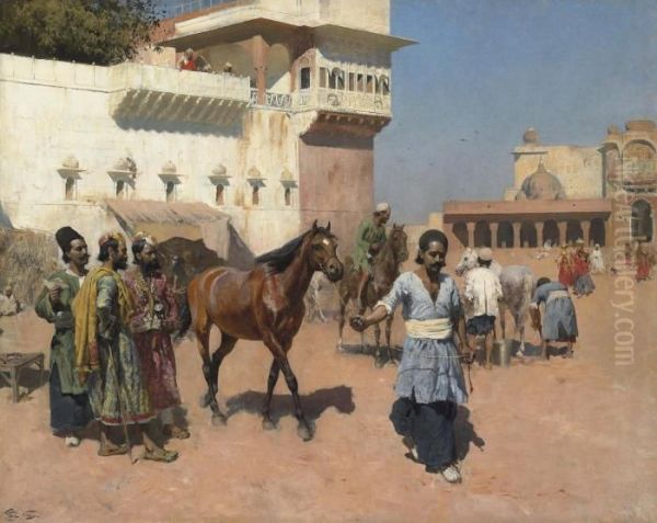 Persian Horse Dealer, Bombay Oil Painting by Edwin Lord Weeks